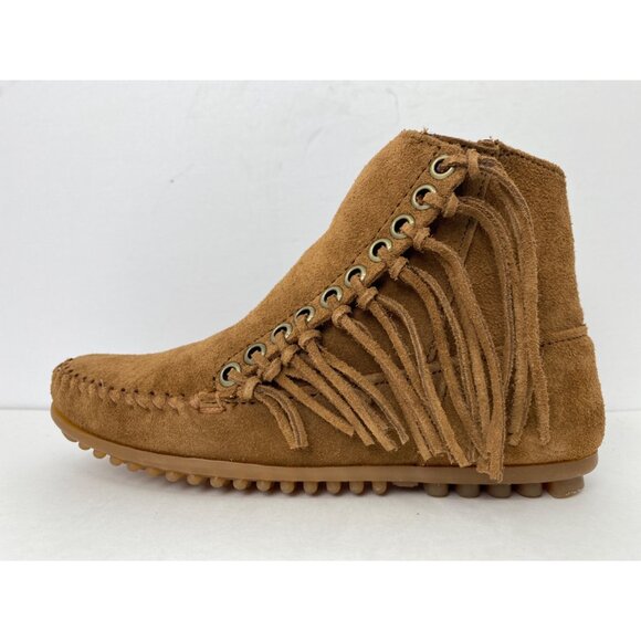 Minnetonka womens Size 5 Dusty Brown Willow Ankle Boots w Side Fringe NEW - Picture 10 of 12